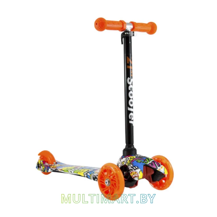 Самокат 21st Scooter Mini ORG 038Z оранжевый, прозрачные колёса